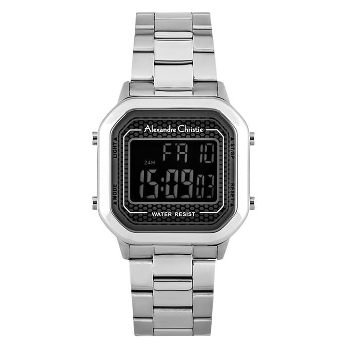 Jam Wanita Alexandre Christie AC 9226 LH Digital Silver Stainless Steel Original