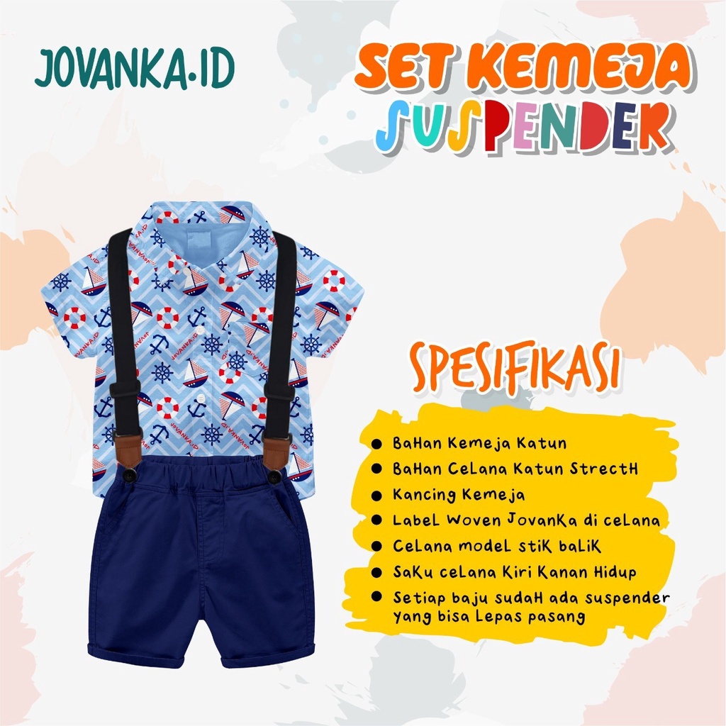 SETELAN ANAK LAKI-LAKI KEMEJA SUSPENDER 2-10 TAHUN