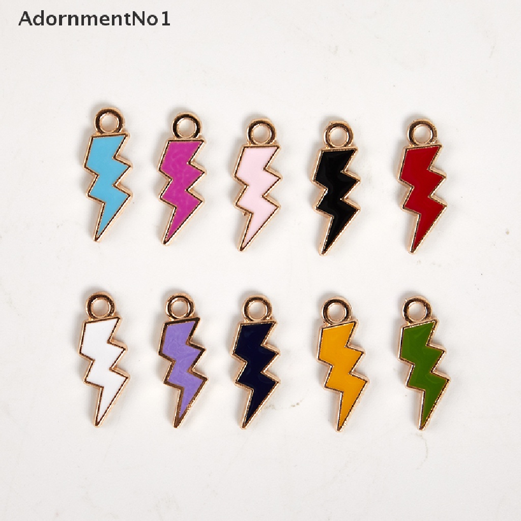 (AdornmentNo1) 10pcs Manik-Manik Enamel Bentuk Petir Untuk Aksesoris Perhiasan DIY