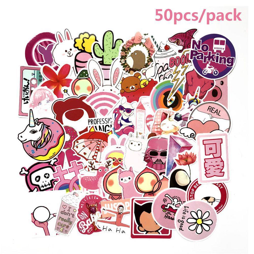 R-flower 50pcs / Pak Stiker Motif Kartun Bunga Untuk Dekorasi Koper / Sepeda / Craft DIY