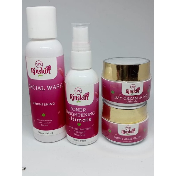 Nr Glow 1 Paket Cream Acne Rjnskin Glow Skincare Pemutih Wajah Terbukti Wajah Berminyak & Berjerawat