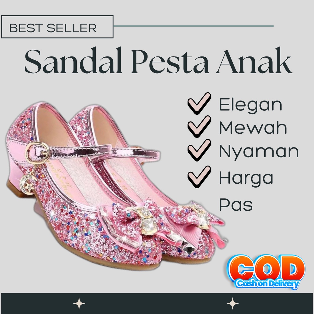 Sepatu Spatu Sapatu Sandal Sendal Heels Hels Heel Brand Branded Hak Rendah Princess Princes Frozen P
