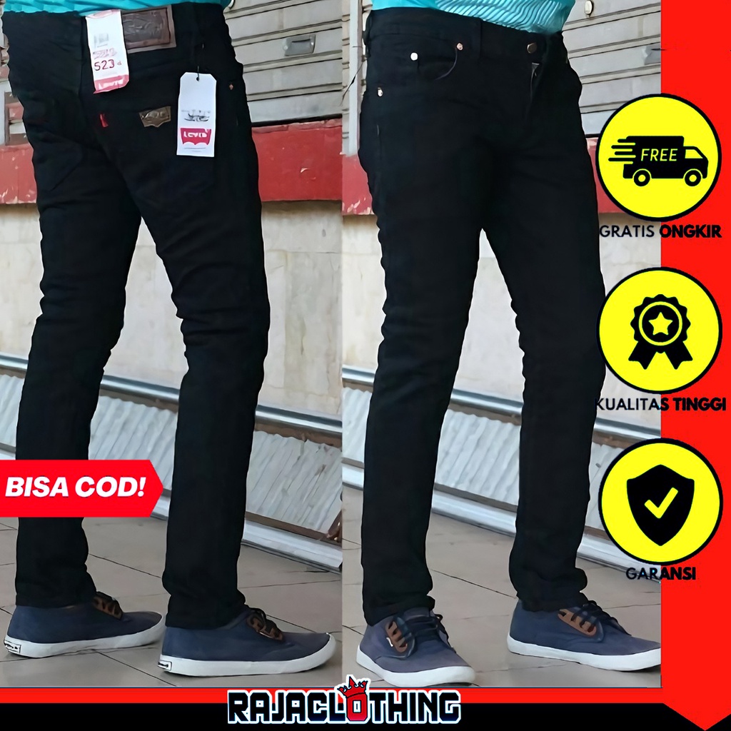 RCL - Celana Jeans Hitam Pria Panjang Pensil Stretch Melar Mulur Best Seller 27-38