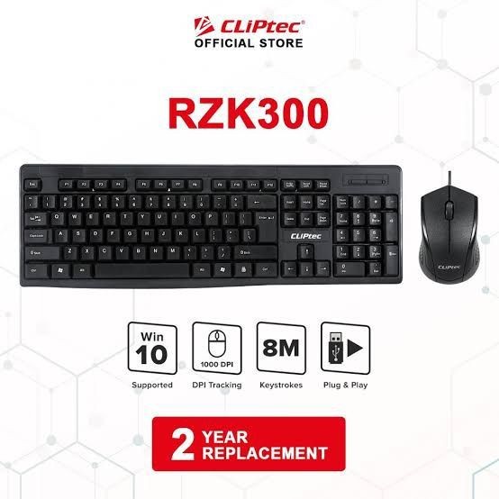 CLIPTEC RZK300 Keyboard Mouse Wired Combo For Office Garansi Resmi 2 Tahun