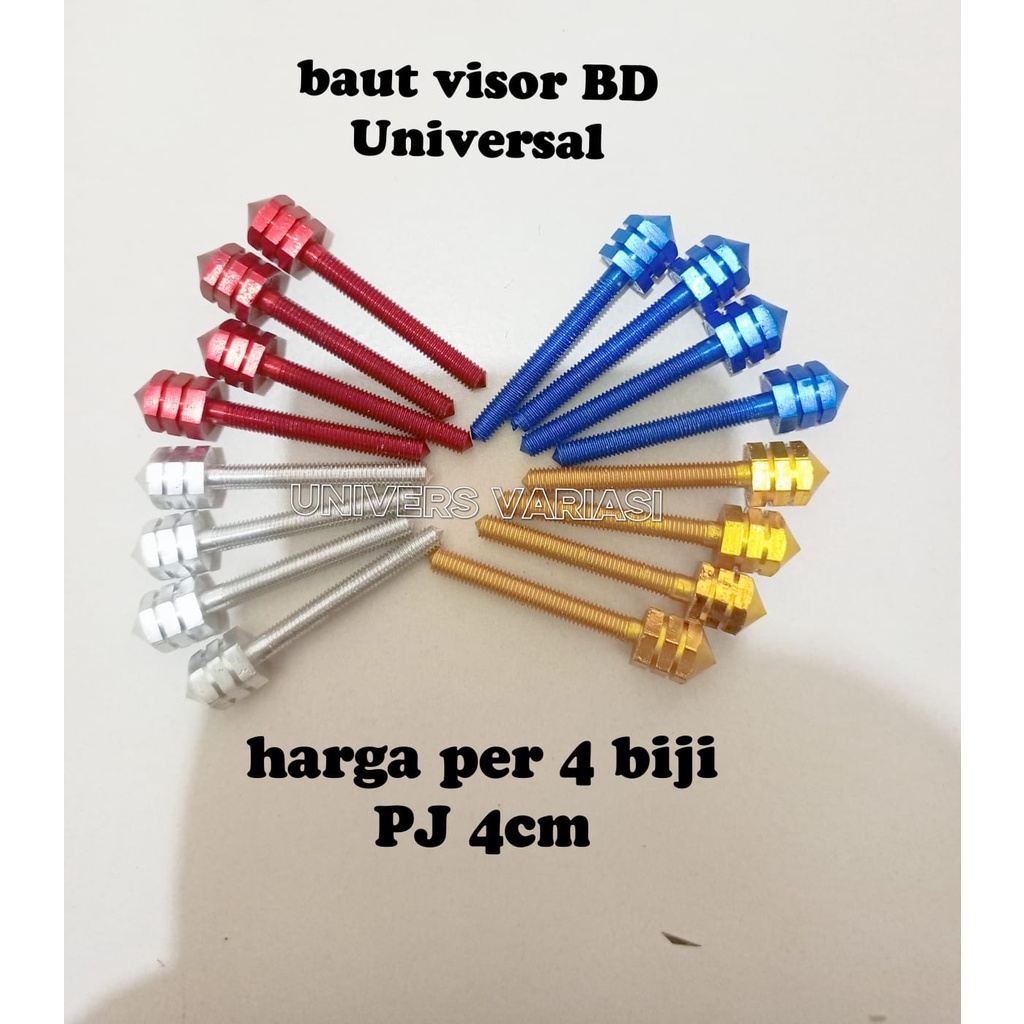 Baut Visor FULL CNC Nmax Lexi Aerox Xmax PCX ADV Set 4 pcs Probolt Copy BD Merk MOSCOW Import Set 4pcs 4 biji HARGA PER 4 BIJI Untuk motor : Nmax Old ( 2015,2017,2019)Nmax New ( 2020,2021) Lexi ADVPCX XMAX AEROX VARIASI WARNA MERAH BIRU GOLD SILVER FULL C