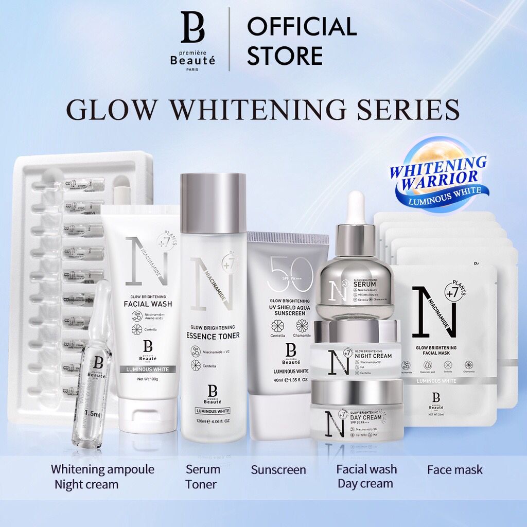 Premiere Beaute Skincare Luminous White Series - Serum Essence Toner Facial Wash Night Cream Sunscre