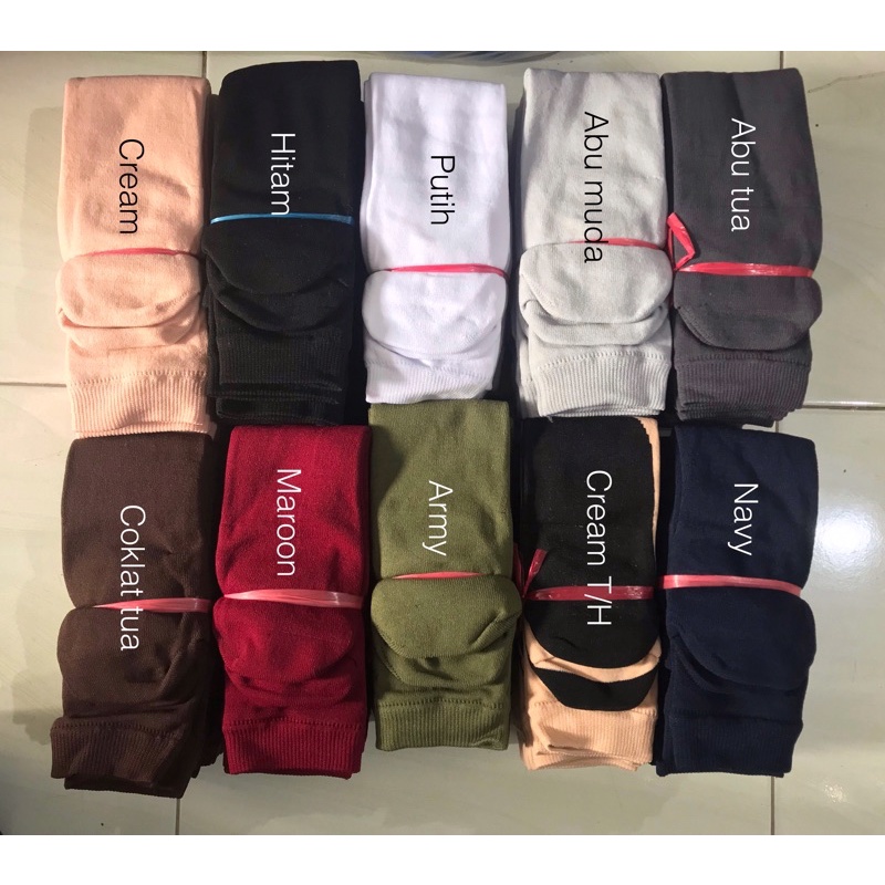 DIKEMAS 12 Pasang Kaos Kaki WUDHU Polos Bahan Nylon