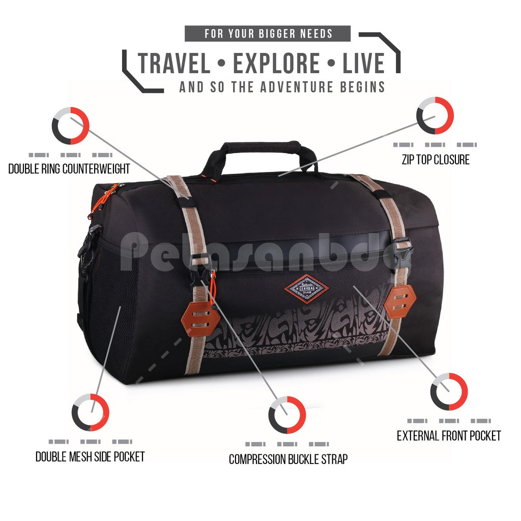 PTS -Gear Bag Crossover Travel Bag - Tas Jinjing dan Tas Selempang Authentic Edition - Black - Tas Mudik Lebaran