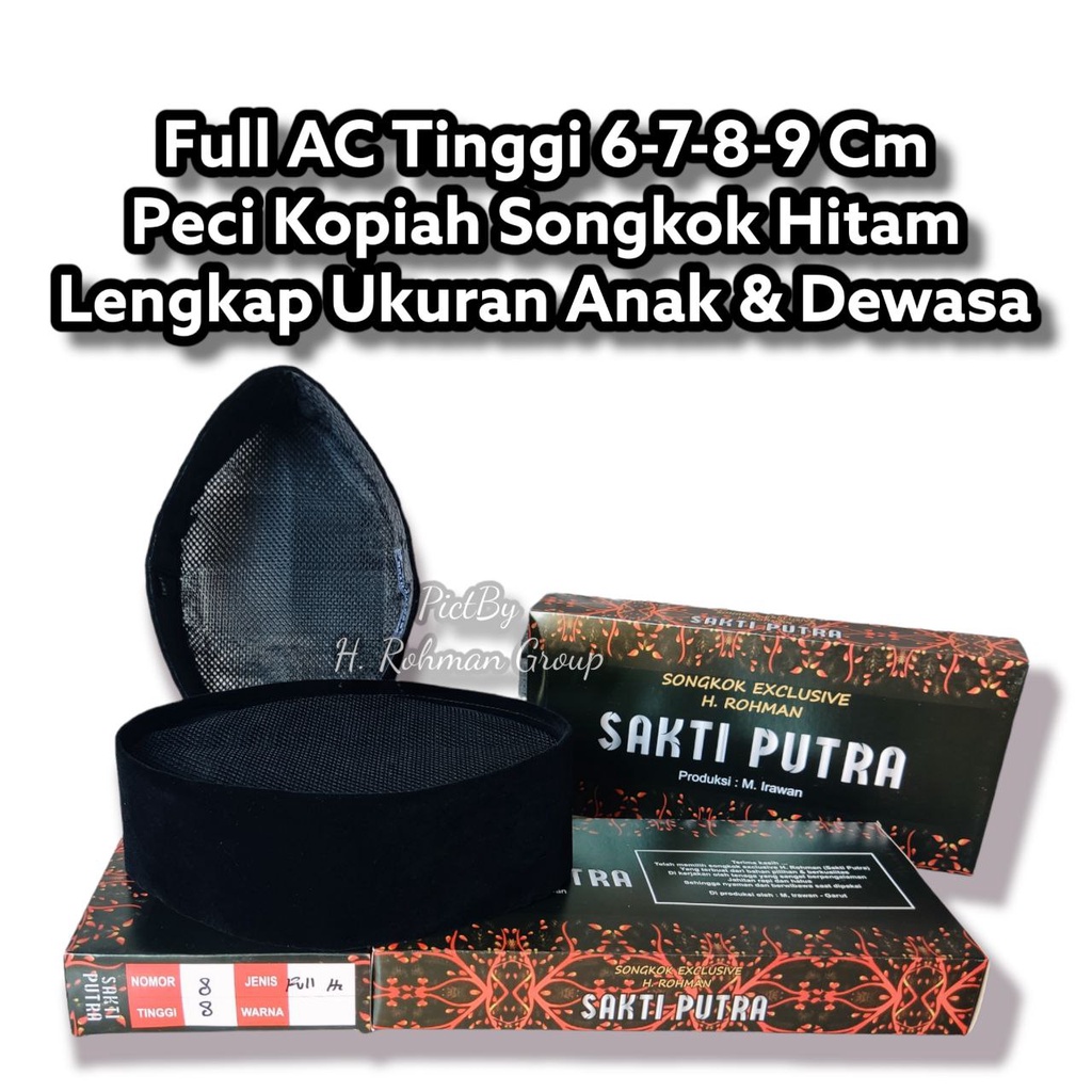 Sakti Putra Peci Hitam Bludru Full AC Tinggi 6 7 8 Cm Exclusive