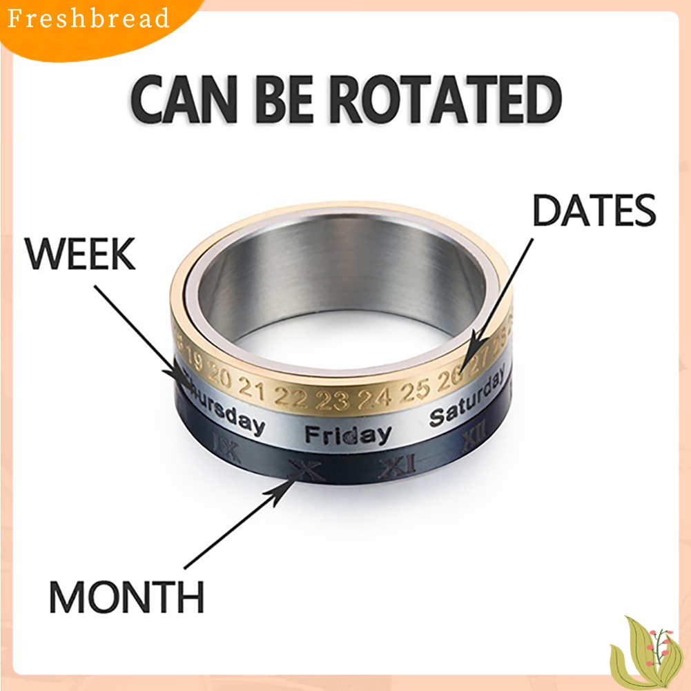 Fresh| Cincin Bahan Titanium Desain Kalender Tanggalminggubulan Kreatif Untuk Priawanita