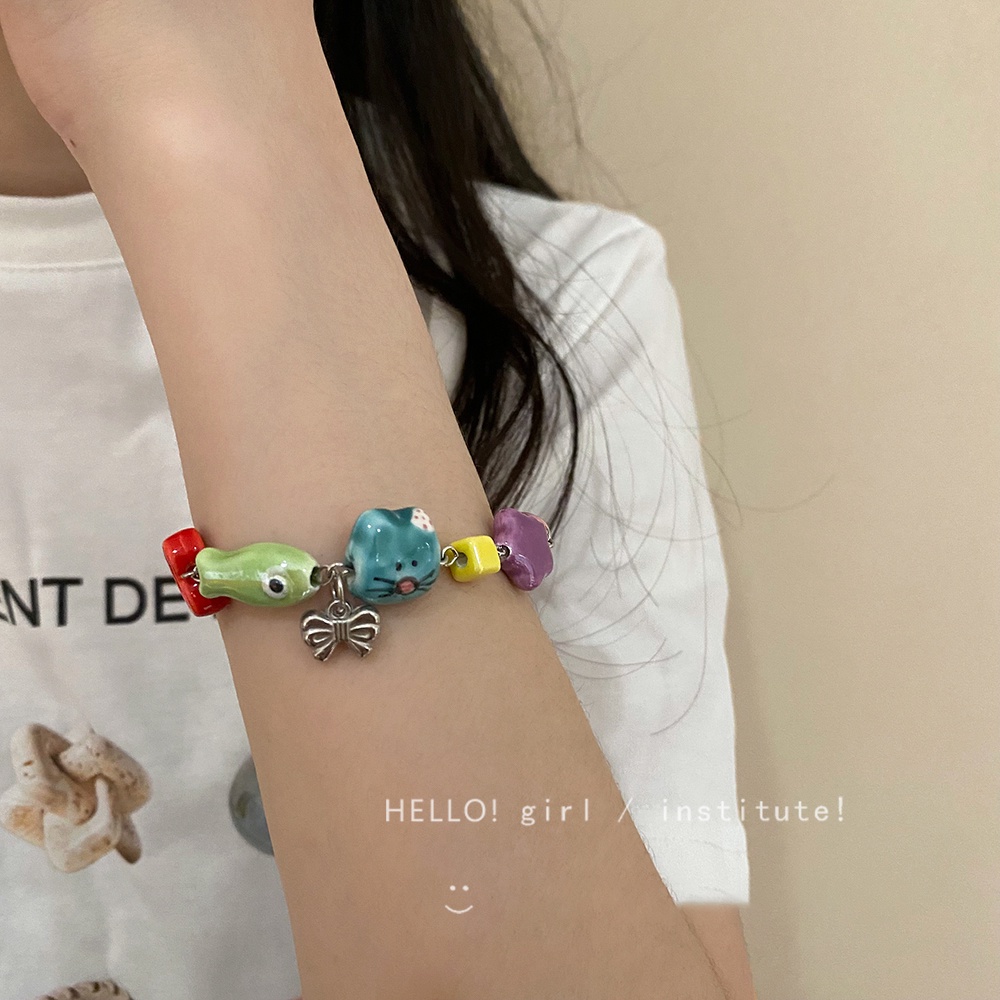 YEEZII Set Gelang Rantai Desain Kartun Bunga Hati Butterfly Bintang Smiley Untuk Wanita