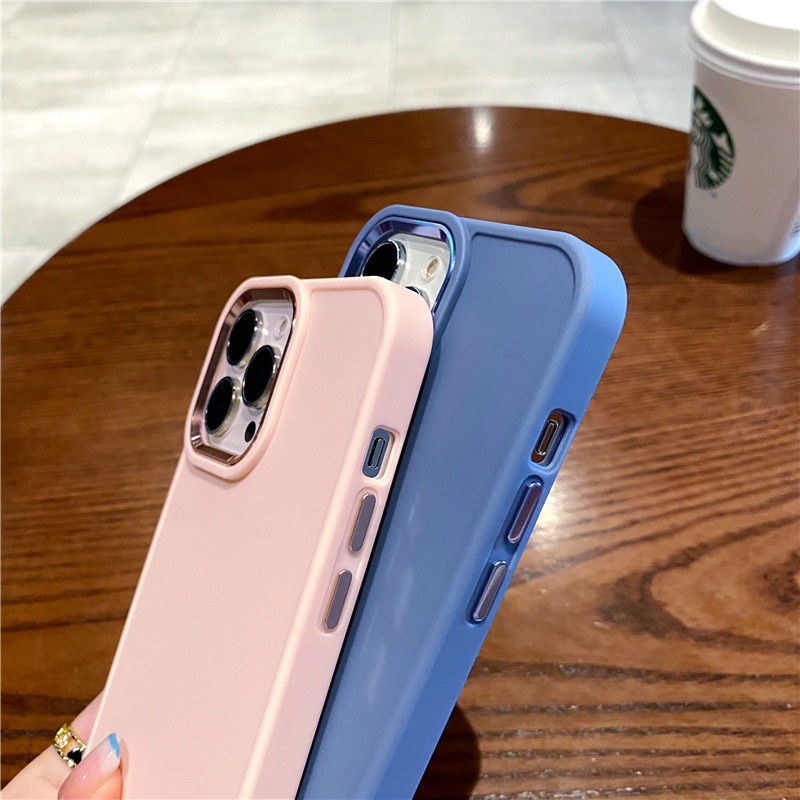 Hard Case Pelindung Lensa Kamera Bahan Silikon Logam Tahan Banting Untuk iPhone 11 12 13 Pro Max