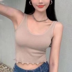 Feminin Bra Sport Yoga Tank Top Atasan Wanita Dengan Tali Trap-KHAKI