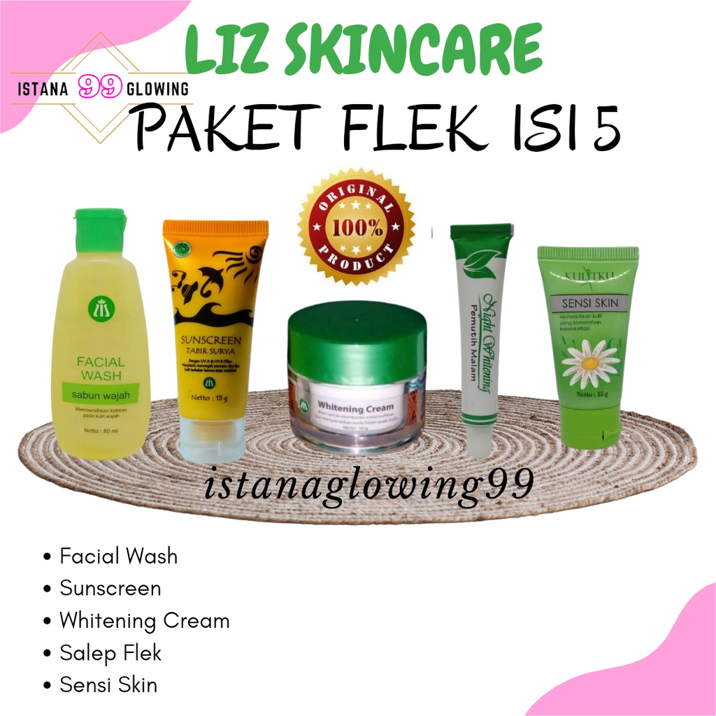 lis skincare paket Flek membandel lengkap isi 5 (sabun, whitening cream, sunscreen, sensi skin dan s
