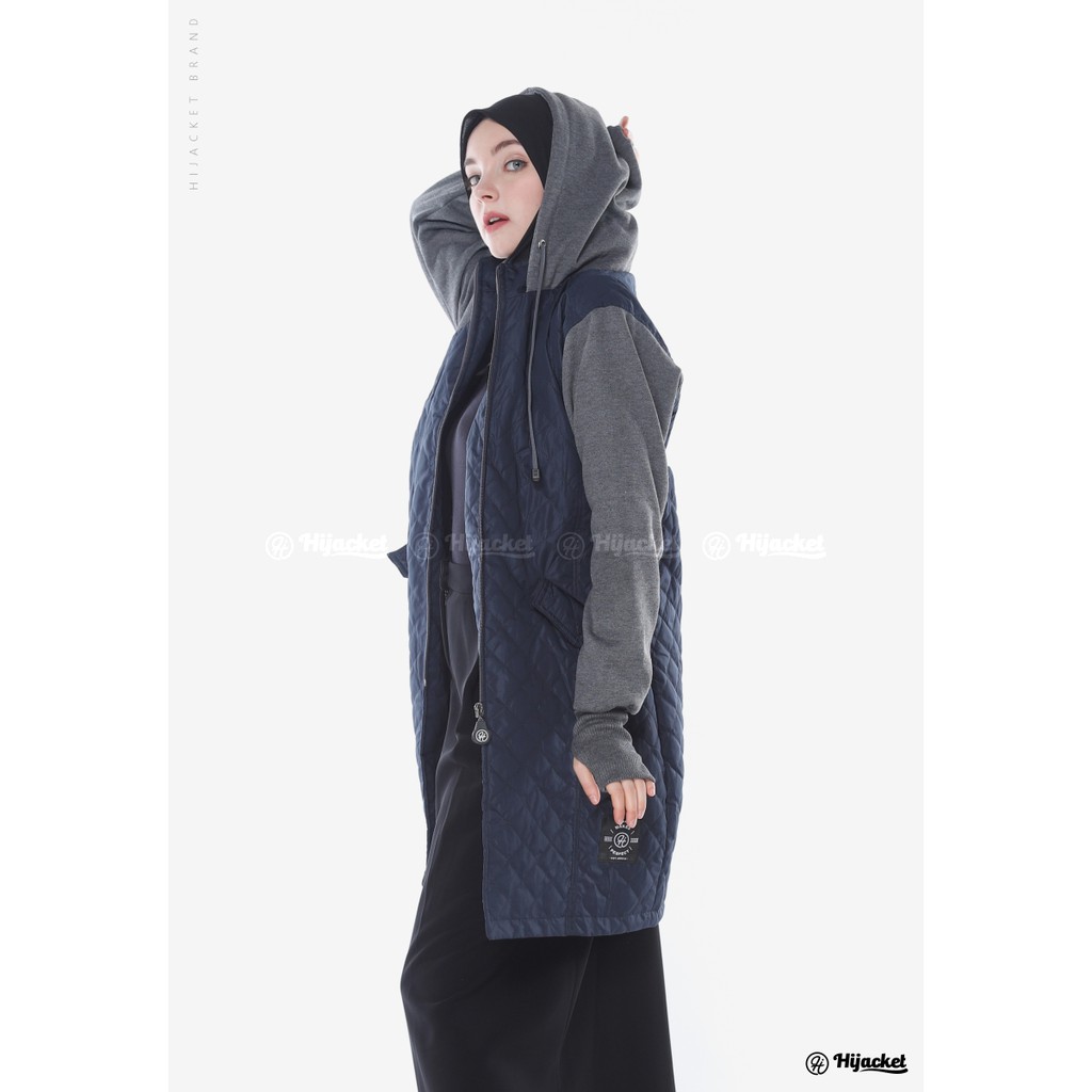 HIJACKET GRACIELA JAKET MUSIM DINGIN - OUTWEAR MUSLIMAH TEBAL NYAMAN WINTER FASHION-Navy