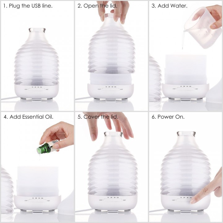 CRDC Humidifier 7 LED Light Aroma Oil Diffuser - Kapasitas 200ml