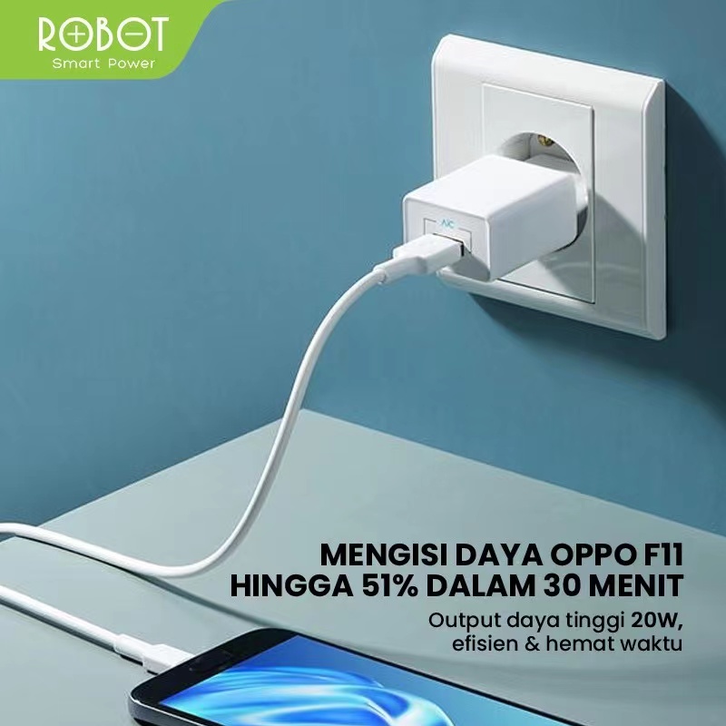 Kabel Data Micro USB VOOC ROBOT RVM100 Flash Charging 4A 100cm ORIGINAL - Garansi Resmi 1 Tahun