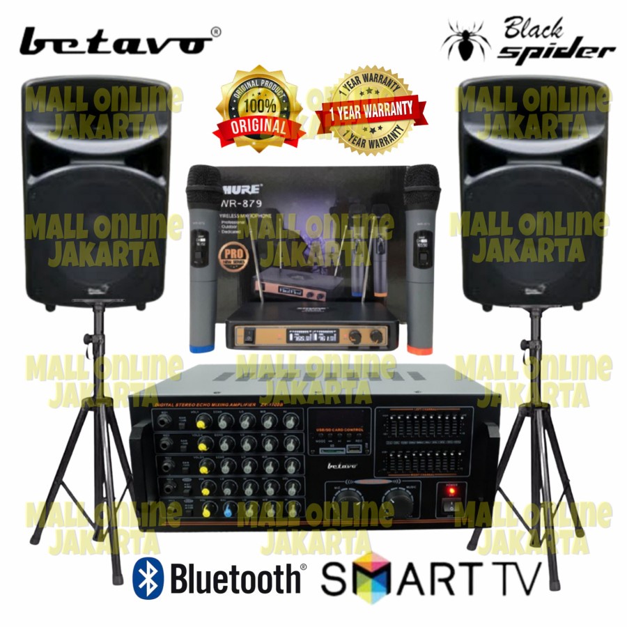 Paket sound system 15 inch speaker blackspider ampli karaoke betavo