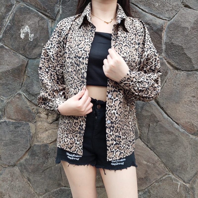 Tq88indonesia Fashion Baju Kemeja Wanita Terbaru / KEMEJA LEOPARD Korea Style/  KEMEJA TAEHYUNG / Kem Santai Wanita / Ootd Terbaru / Outfit Citayam