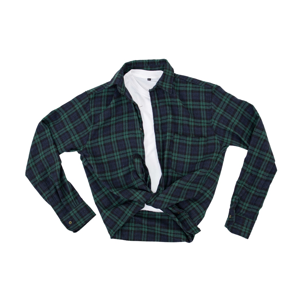 KEMEJA FLANEL OVERSIZE CEWEK LENGAN PANJANG