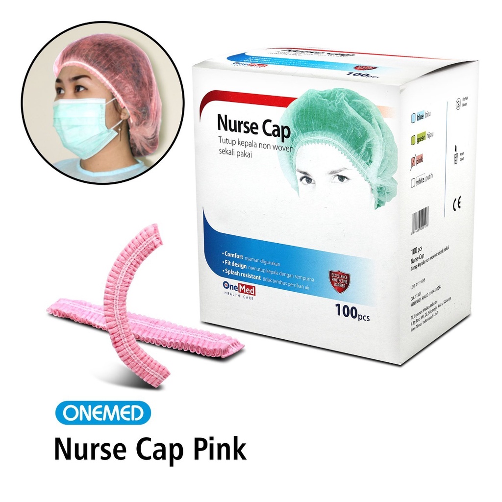 Jual Nurse Cap Topi Perawat Penutup Kepala Warna Non Woven OneMed Box ...