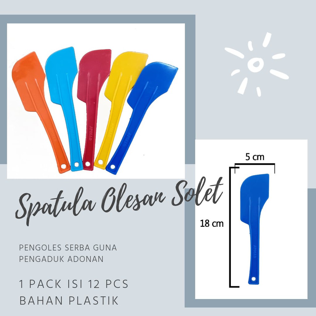 Solet / Sodet Spatula Plastik Isi 12 Pcs Olesan Pengaduk Kue