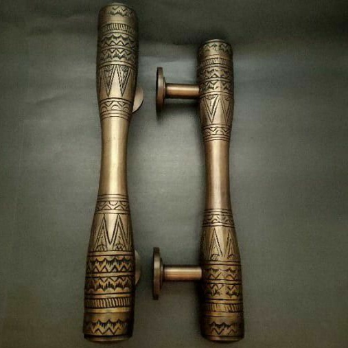 FURNITURE KUNINGAN HANDLE GAGANG PEGANGAN TARIKAN PINTU RUMAH KUPU TARUNG HOME INDUSTRI ANTIK KLASIK
