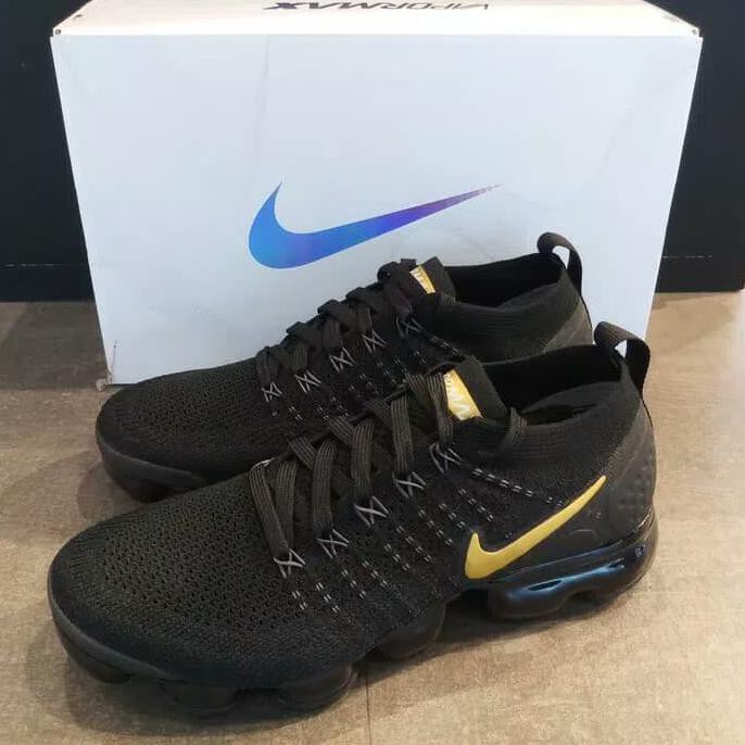 Nike Air Vapormax Flyknit 2 Black Gold 100% Original