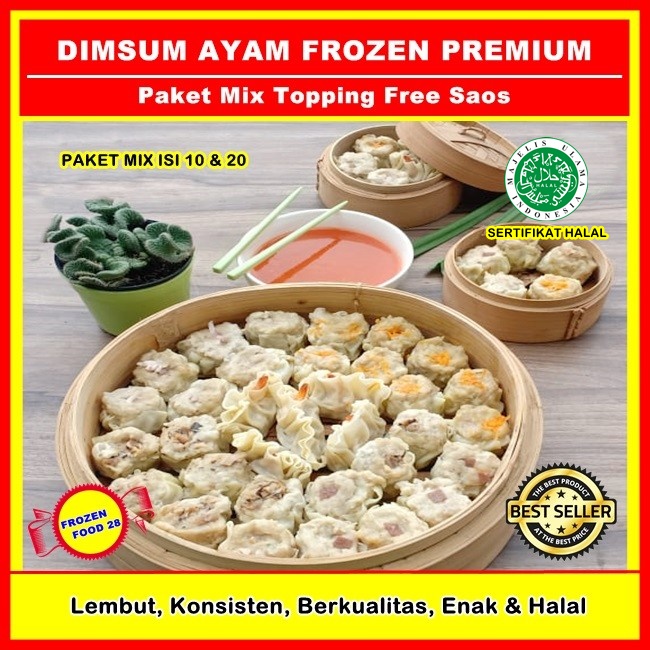 

Dimsum Ayam Frozen Premium Paket Mix Isi 10 & 20, Dimsum Ayam Siomay , Dimsum Frozen Food Halal