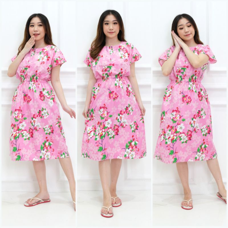 DASTER MANOHARA LD 115 CM KANCING 3 KARAKTER BAJU TIDUR HALUS TEBEL BUSUI BUMIL MODEL KEKINIAN-MANO ANGEL PINK