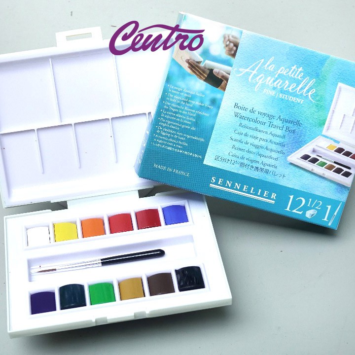 

Sennelier Aquarelle Watercolor Set 12 Watercolour Pocket 12 Warna plus kuas