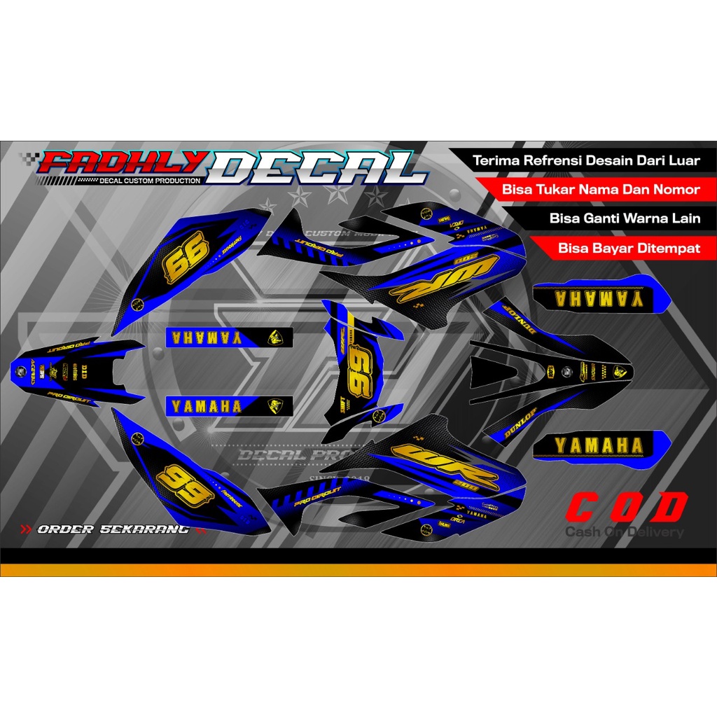 Decal Dekal Sticker Fullbody WR 155 Biru Gold Elegan Keren Sticker Fullbody