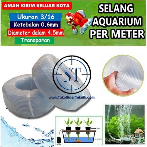 Selang Gelembung Udara Elastis Aerator Tube Air Pump 1 Meter Airasi Aquarium Kolam Ikan Eceran Meteran 3/16 inch