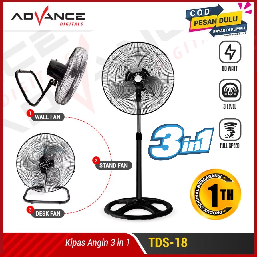 Jual Kipas Angin Tornado Advance kipas Angin Besi 3in1 Ukuran 18 inch