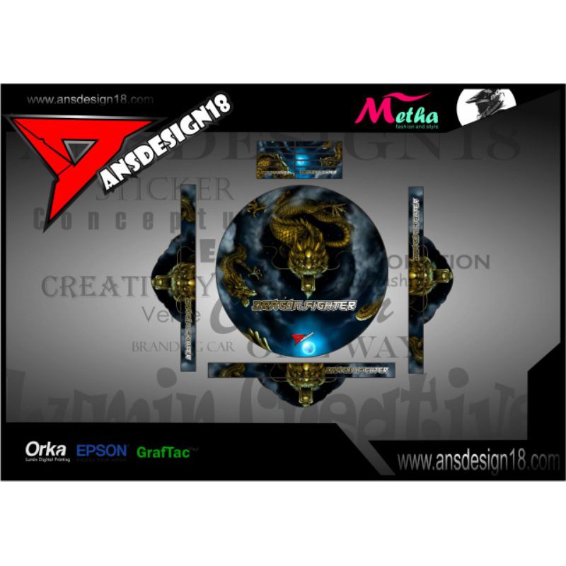 Decal Stiker Sangkar Murai 1 2 3 New Design #Dragon Gold