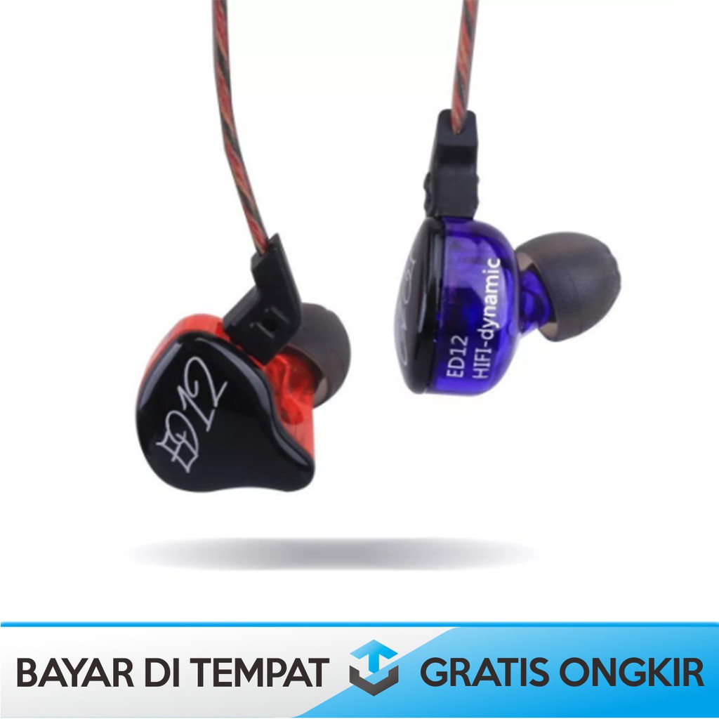 HEADSET KABEL KNOWLEDGE ZENITH KZ ED12  STEREO BASS / HEAD SET EARPHONE HEAD PHONE WIRED EXTRABASS