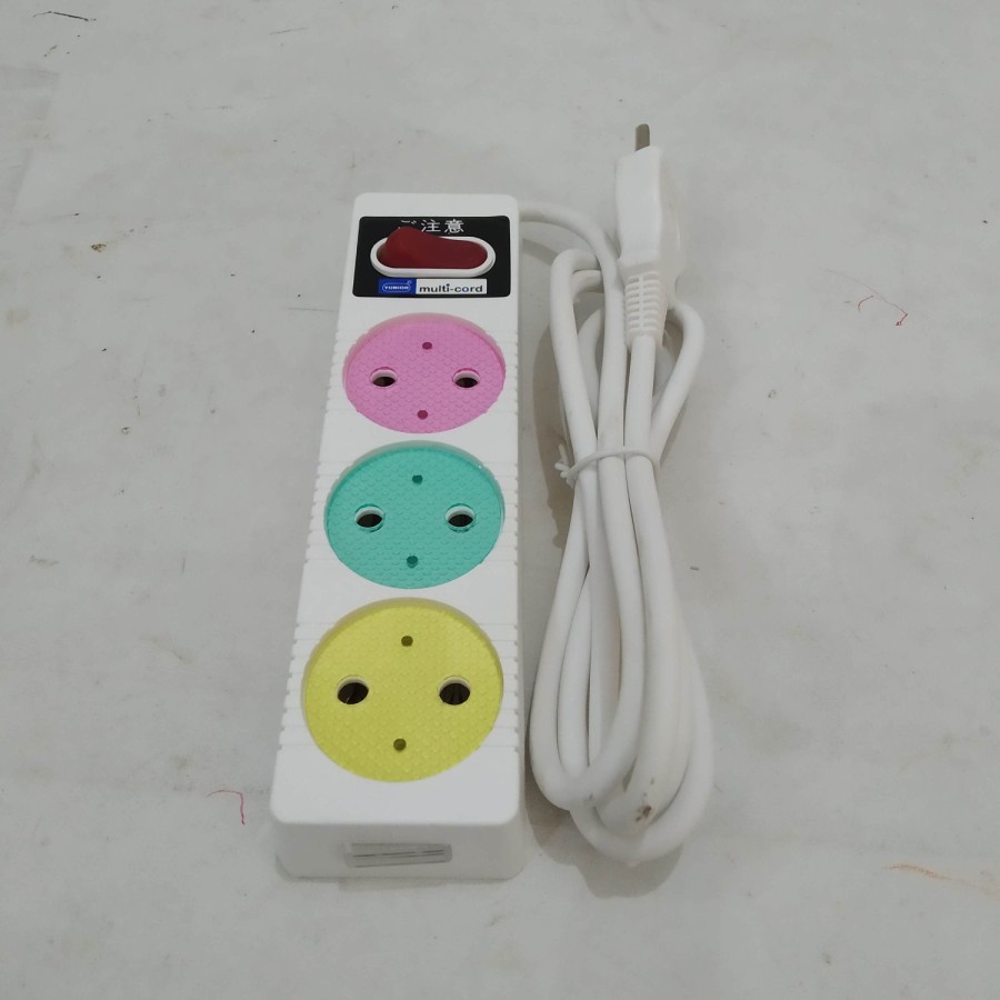 Multy Socket, Stop Kontak jadi 3 lobang Warna warni Yunior Loyal