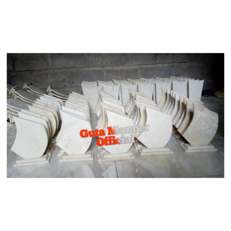 Vandel Polos Batu Marmer Putih Model Daun