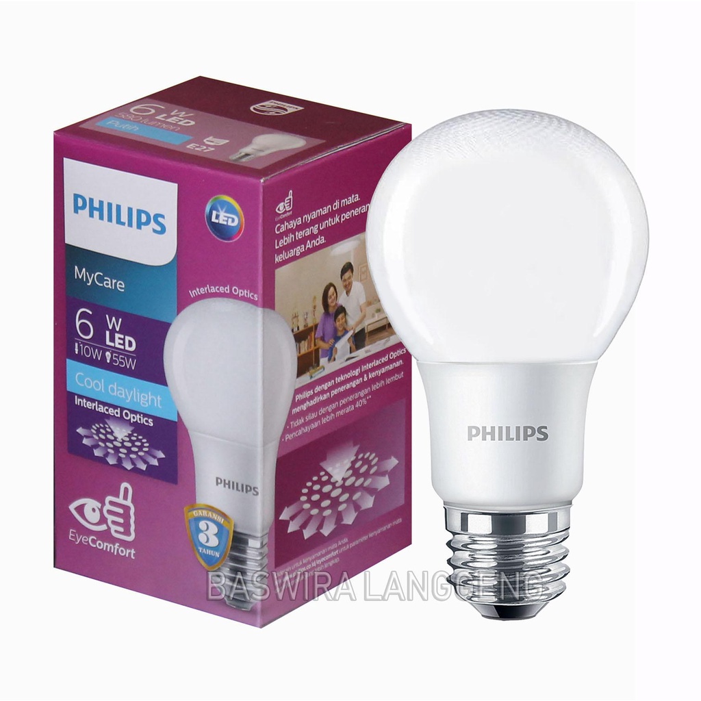 LED bulb my care Philips 6 WATT - Putih BERGARANSI RESMI 1 TAHUN MANTAP