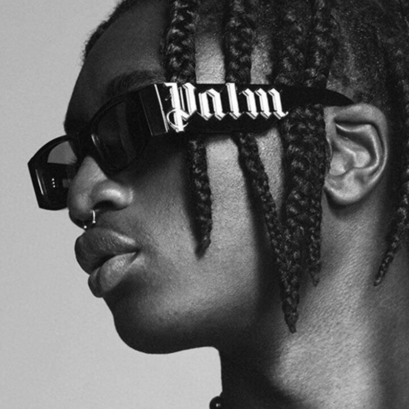 Kacamata Hitam Gaya hip hop Dengan frame Hitam Motif Tulisan Untuk Wanita 2022