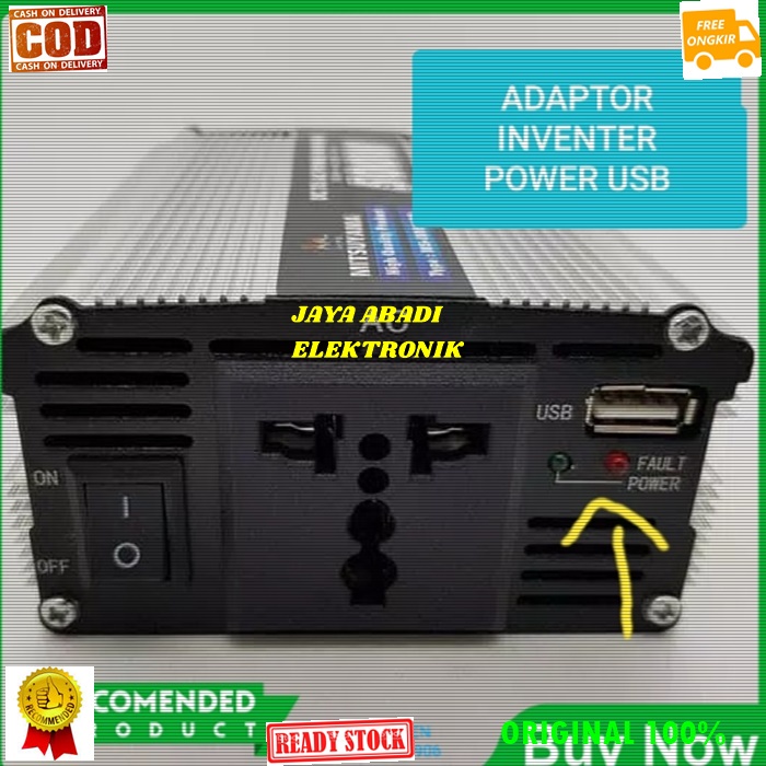 G227 ORIGINAL MITSUYAMA ADAPTOR POWER INVERTER ADAPTER 12V DC TO AC 500 WATT  USB 5V AKI ACCU MOBIL 