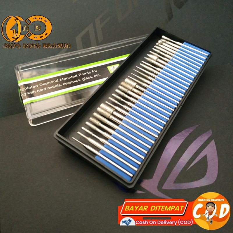 Mata bor Ukir mini grinder isi 30 pcs kentaro cun kikir ukir batu akik metal paralon Mata bor tuner