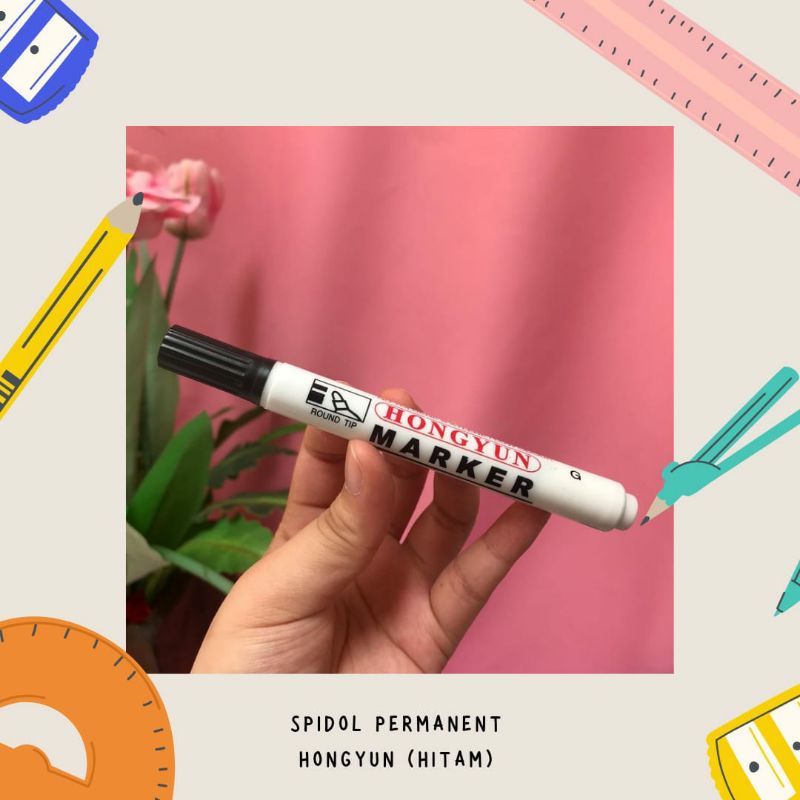 Spidol Hongyun PERMANENT Marker Alat Tulis Sepidol Hitam