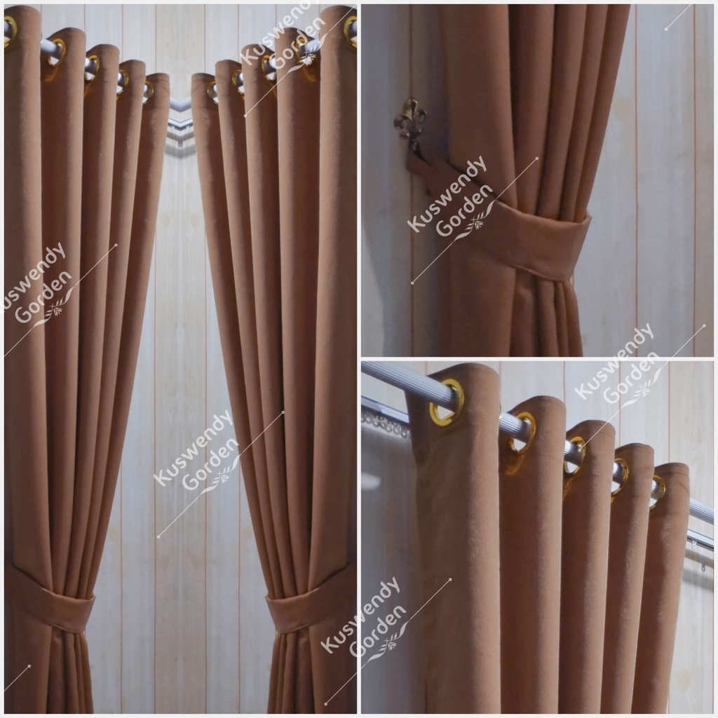 Gorden Polos Embos 100 x 225 cm Tinggi 2.25 meter Hordeng Jendela Pintu Tirai Minimalis