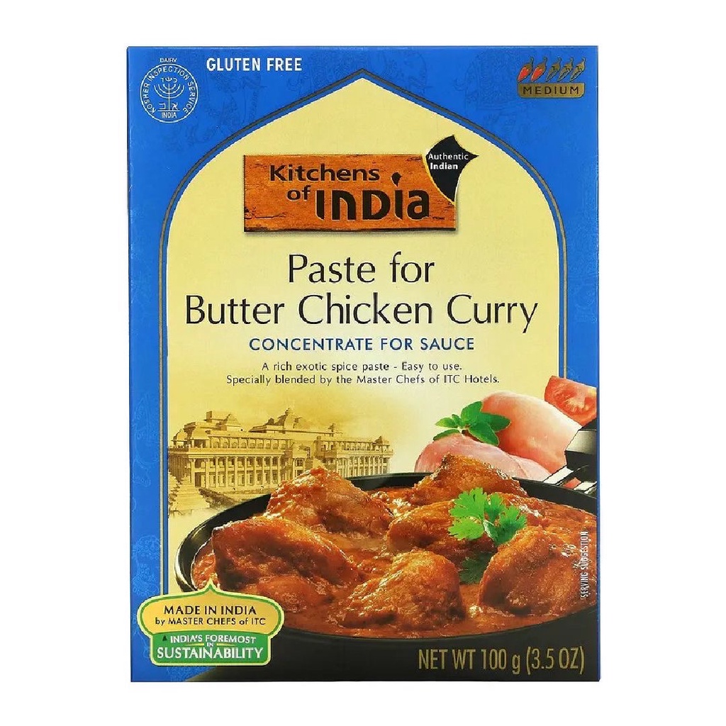 Kitchens of India Paste For Butter Chicken Curry Gluten Free 3.5oz 100g