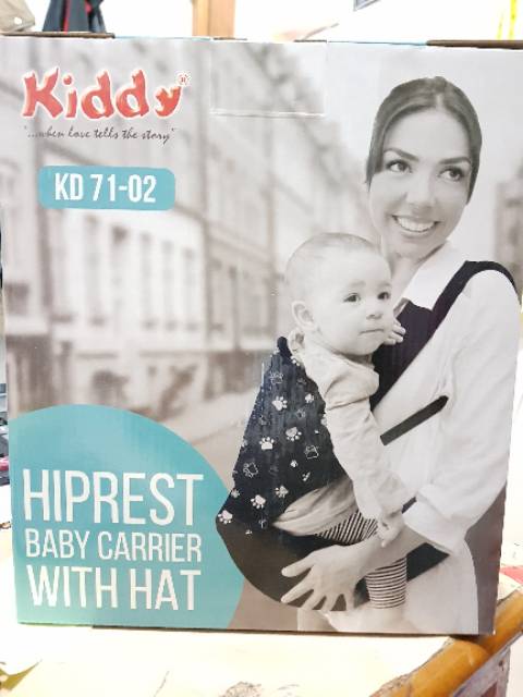 Gendongan Kiddy Hiprest Baby Carrier with hat  dengan tutup topi baby KD 7102 s1