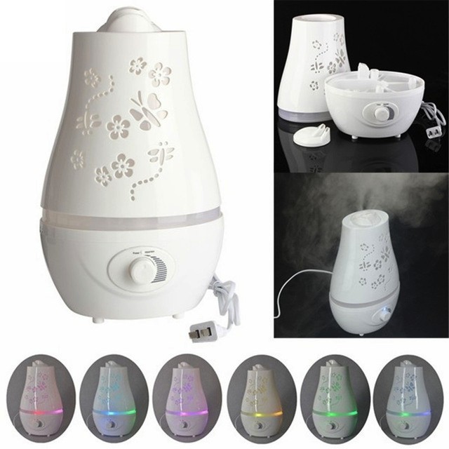 Carved Butterly Flower Design Air Humidifier 7 Colors LED - 2.2L