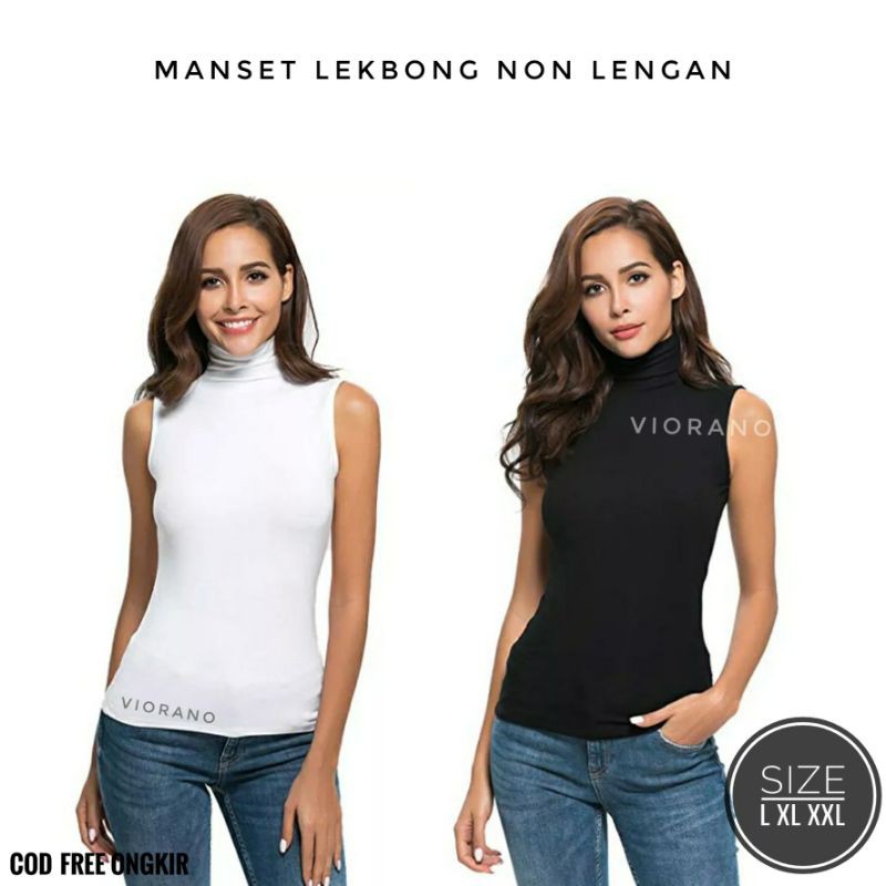  Baju  Manset  Jumbo Tanpa Lengan Leher Tinggi Fit To Xxl 