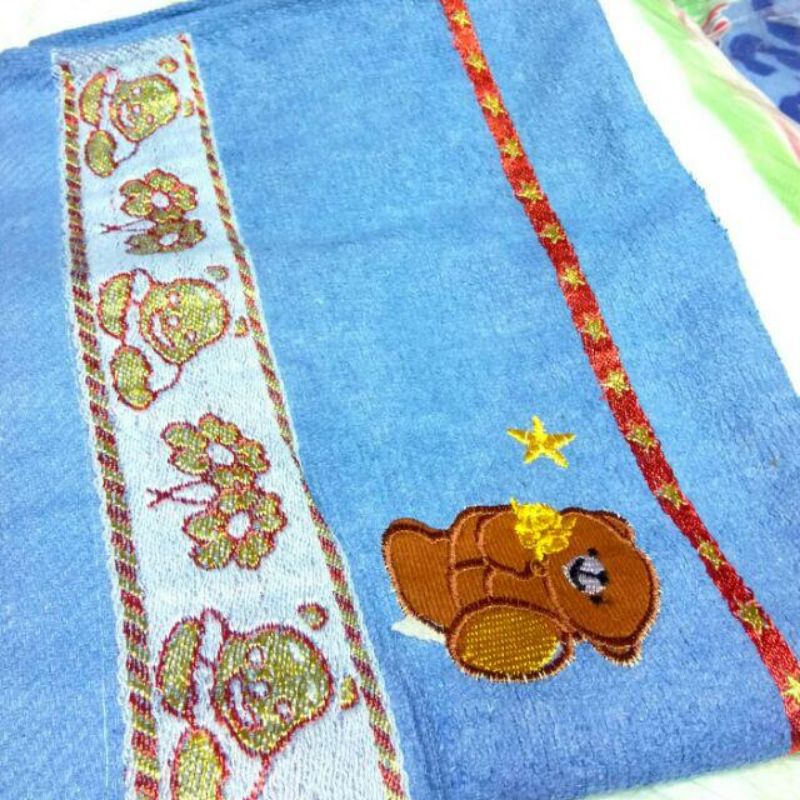 HANDUK MANDI ANAK KARAKTER BORDIR DOLPHIN  50x100CM-HANDUK BAYI-HANDUK ANAK TANGGUNG