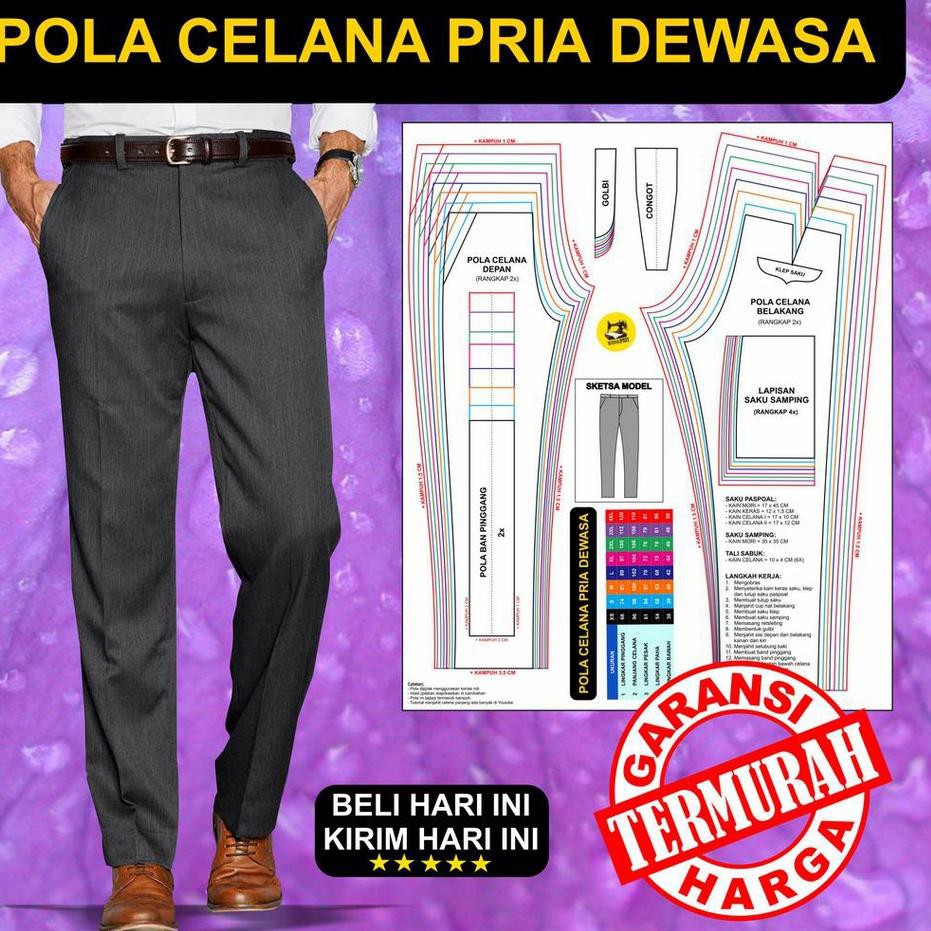 Modern.. POLA JIPLAK CELANA PANJANG PRIA DEWASA